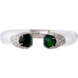 ALEXIS BITTAR Emerald Green, Crystal & Clear Resin Hinge Cuff